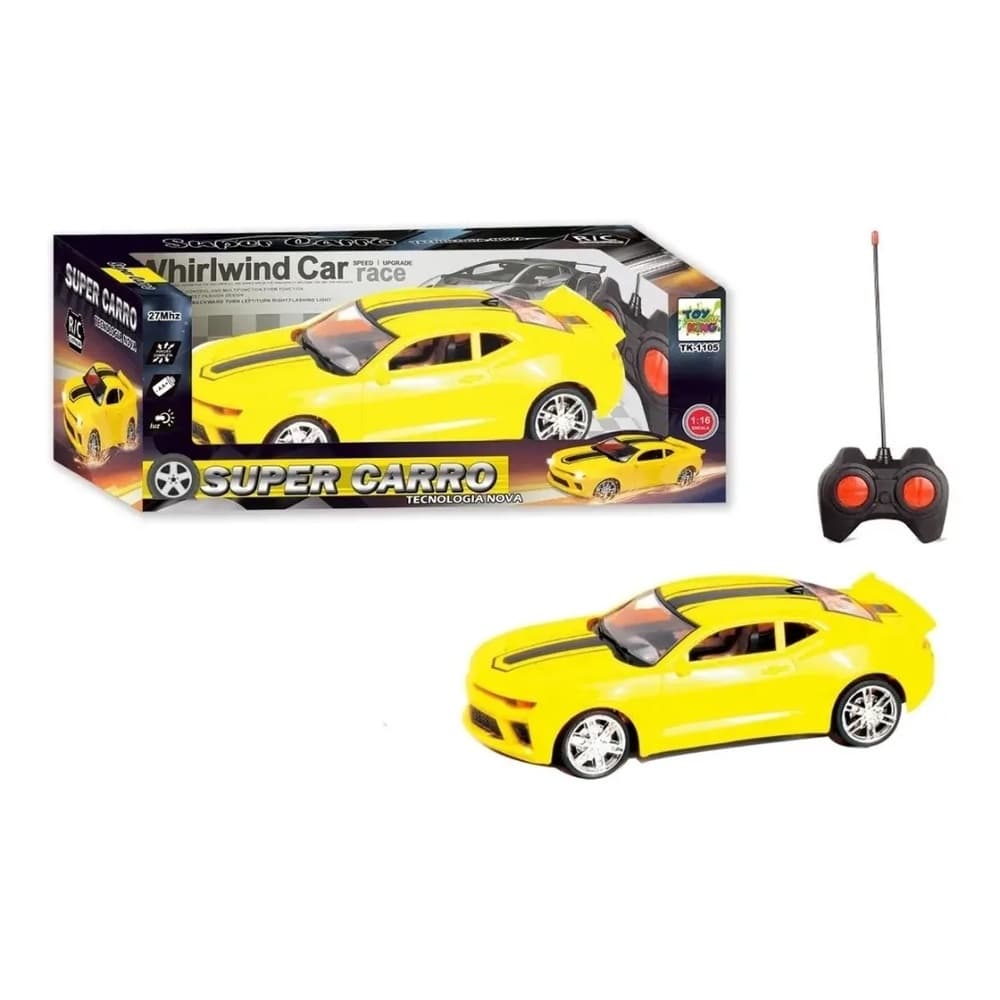 Brinquedo Infantil Carrinho Controle Remoto Total Camaro Amarelo Top!