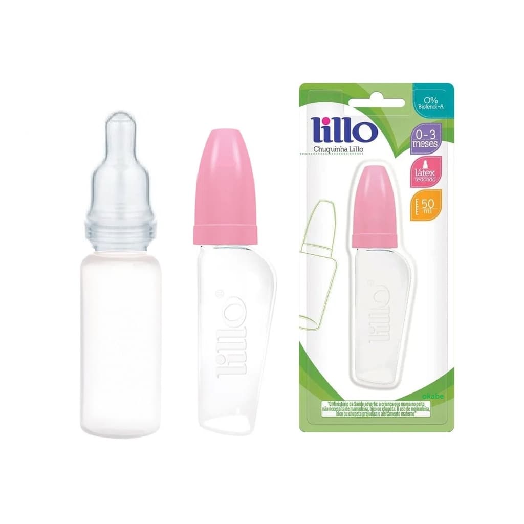 Mamadeira Chuquinha Lillo Miniform Bico Silicone - Rosa 50ml
