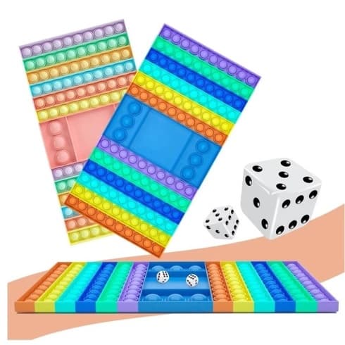 Jogo De Tabuleiro Grande Pop It Para Fidget Toy Dupla Jogador Xadrez Brinquedo Para Familia c/ 2 dados