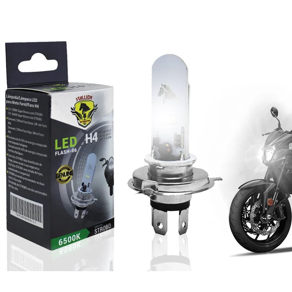 Lâmpada Strobo Led H4 6500k Pisca Pisca Moto Forte Stallion Cavalinho