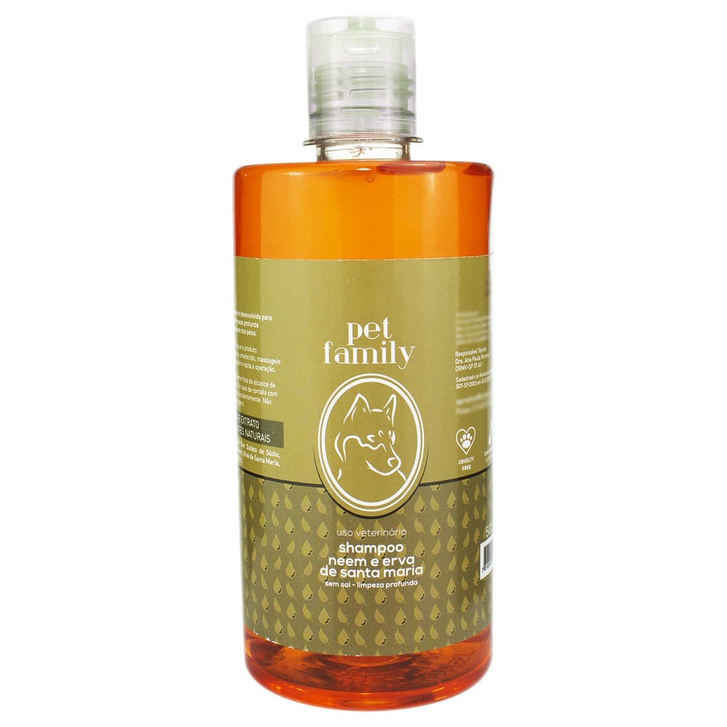 Shampoo Pet Repelente Natural À Insetos Para Cães e Gatos 500ml Banho Profissional Óleo Neem