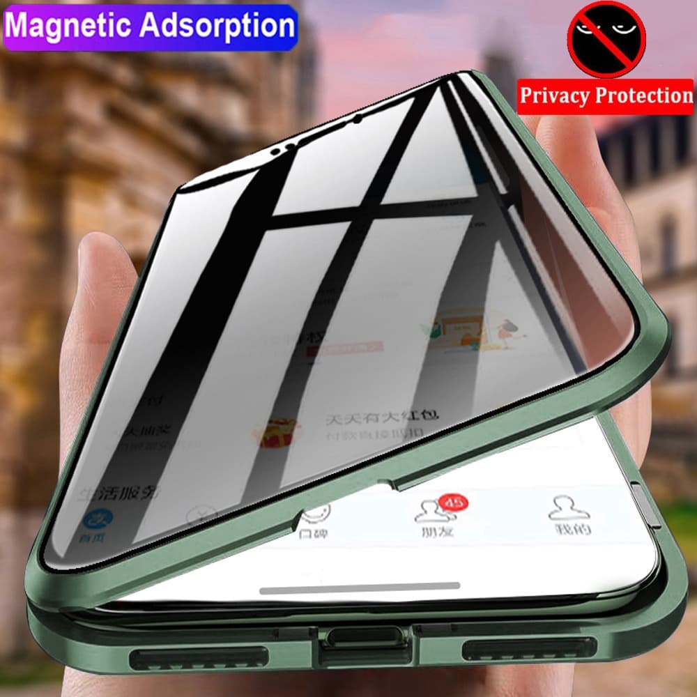 Capa De Vidro De Privacidade Magnética Para iPhone 18 17 Ar 16E 15 Plus 14 13 Mini 12 11 Pro Max Anti-Espião 360 Proteto