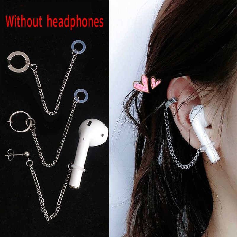 (Exclusivo De Fones De Ouvido) Coreano Popular Titânio Cadeia De Aço Longo Sem Fio Bluetooth Fone De Ouvido Airpod