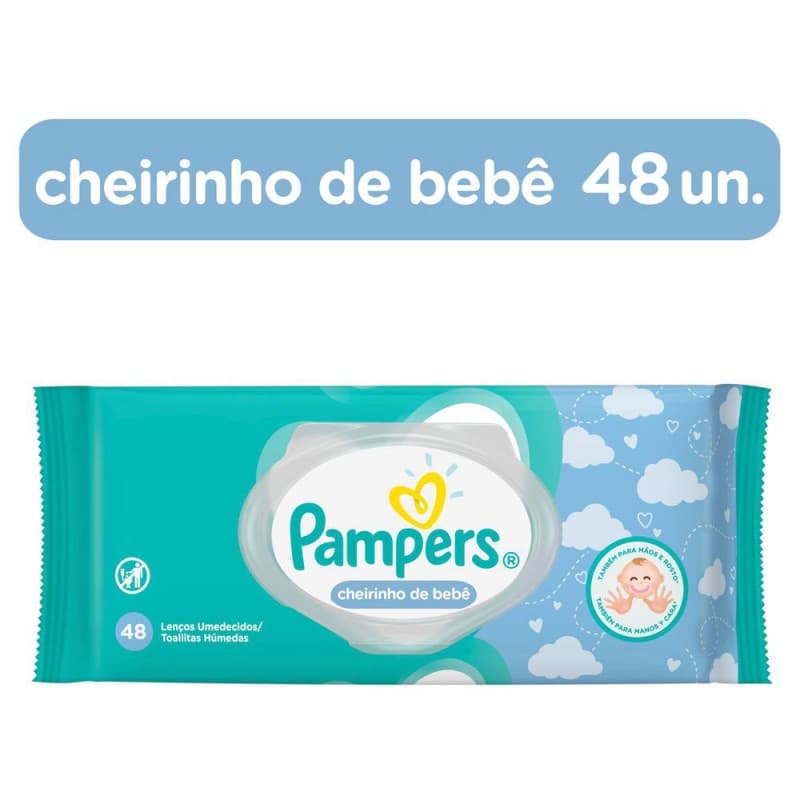 Toalhas Umedecidas Pampers Cheirinho de Bebê com 48 Unidades