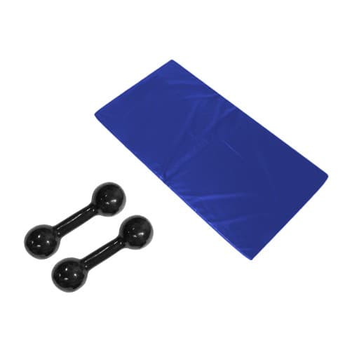 Kit Colchonete Azul + Par Halter Bola Emborrachado 1kg Musculação Crossfit Academia