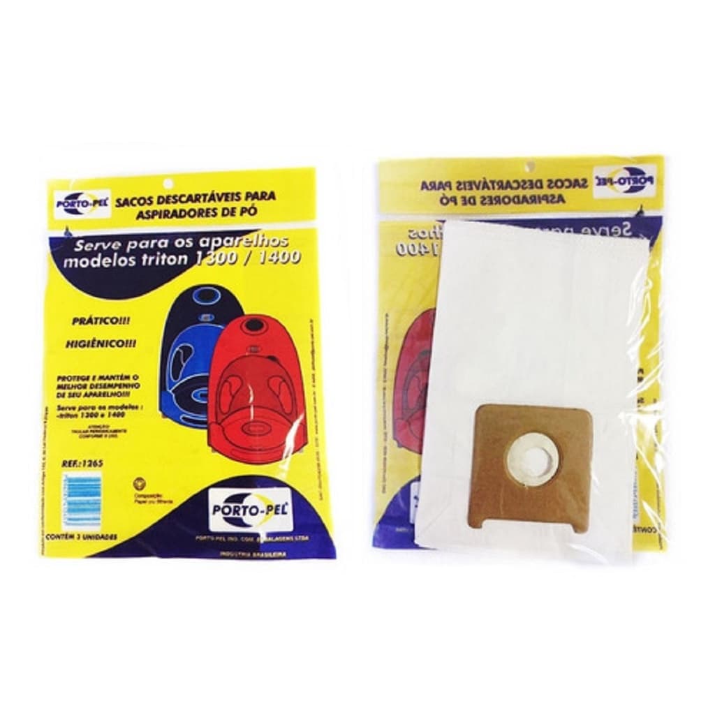 Saco Aspirador De Pó Descartável Arno Triton 1300 1400 C/ 03 Unidades