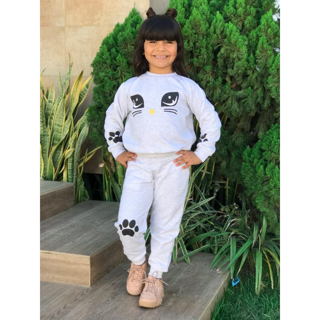 Conjunto de Calça e Blusão Moletom Infantil Menina Moletom Flanelado Conjunto de Inverno Infantil