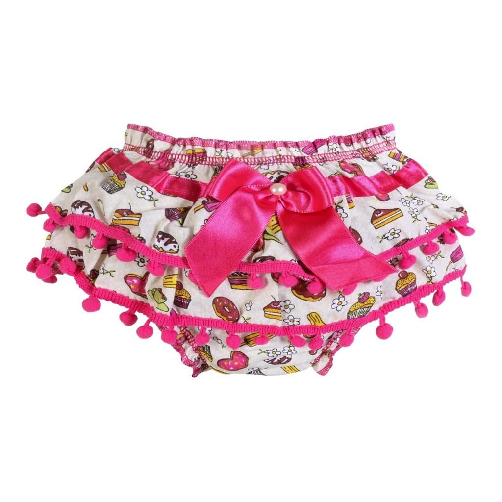 Calcinha Bunda Rica Infantil Pompom Cobre Fralda Antialérgica