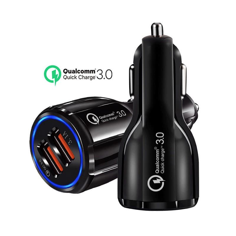 Carga Rápida 3.0 Carregador De Carro Para Celular Duplo Usb Qualcomm Qc 3.0 Adaptador De Carregamento Rápido Mini