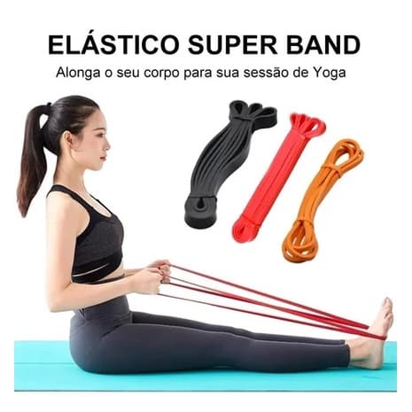 Kit 3 Super Band Elástico Borracha Crossfit Academia Treino Musculação Fortalecimento Pilates Yoga