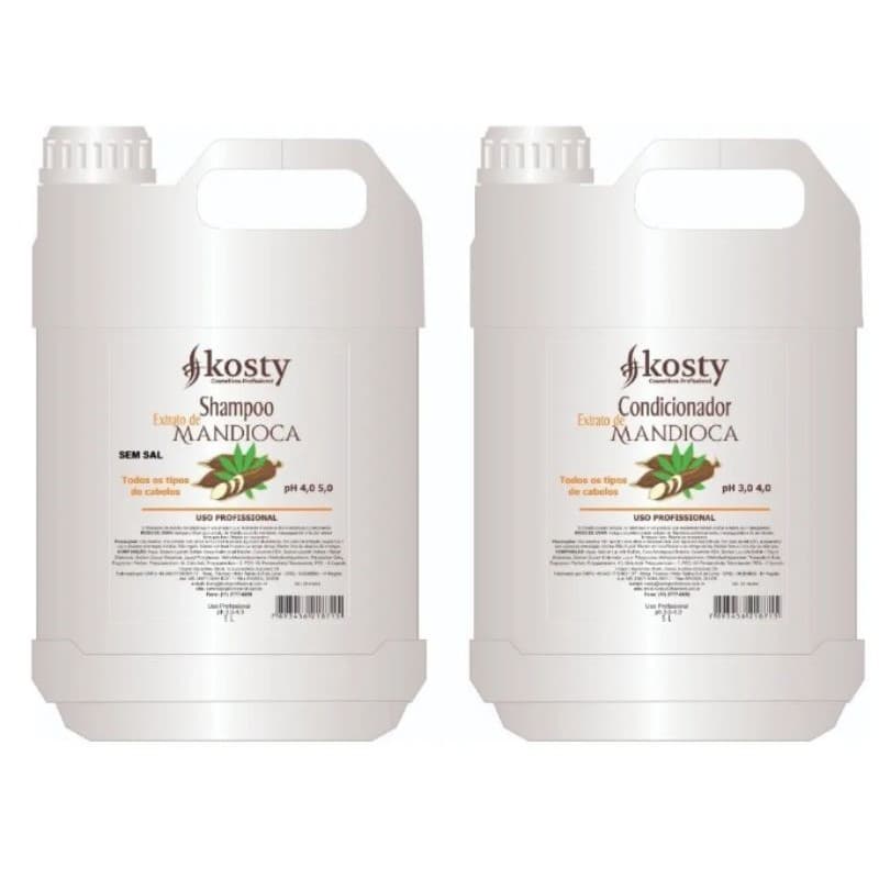 KIT shampoo e condicionador mandioca kosty  lavatório profissional super hidratante