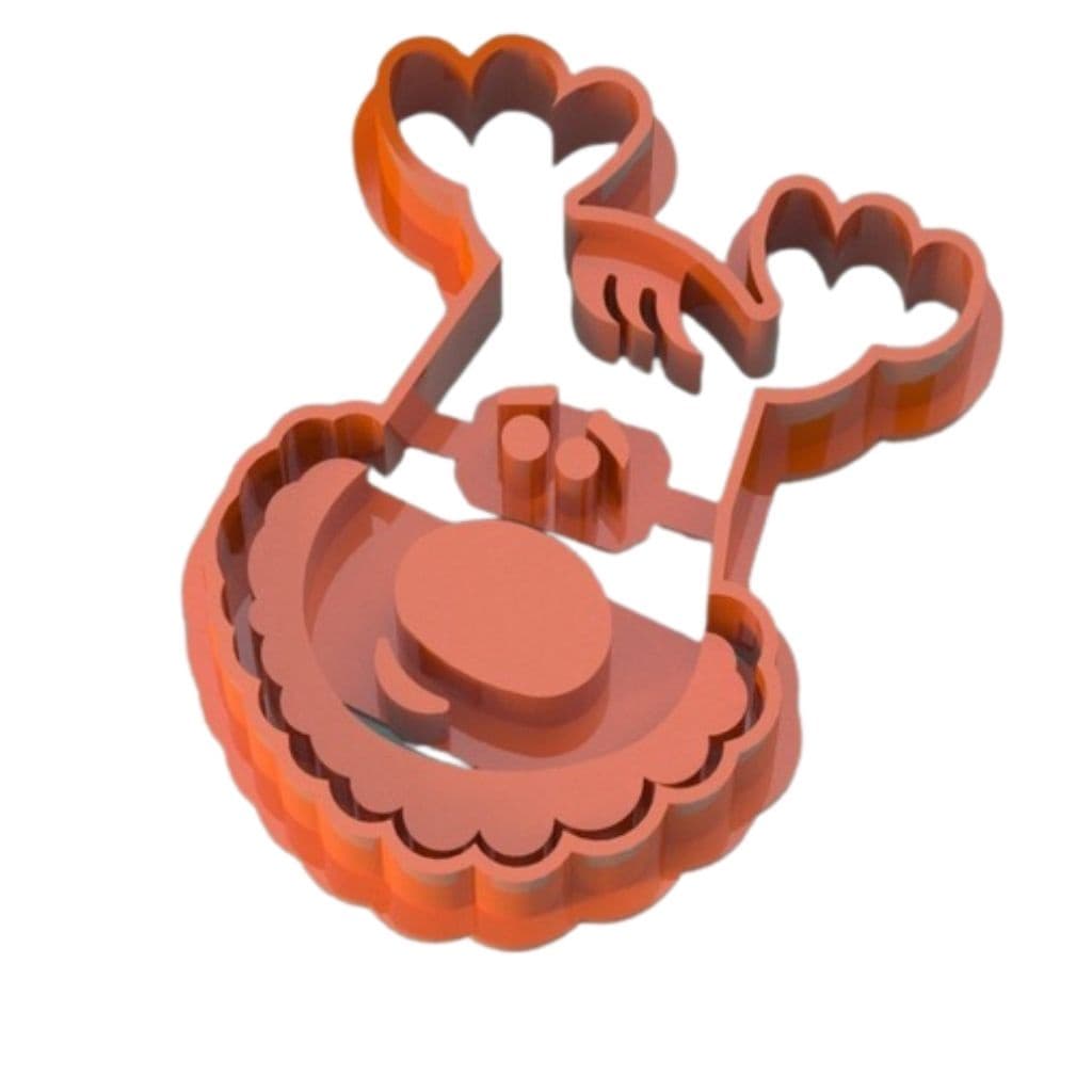 Cortador de Biscoito 3D Pasta Americana Biscuit Massinha de Modelar Natal Rena Rudolf CT10099