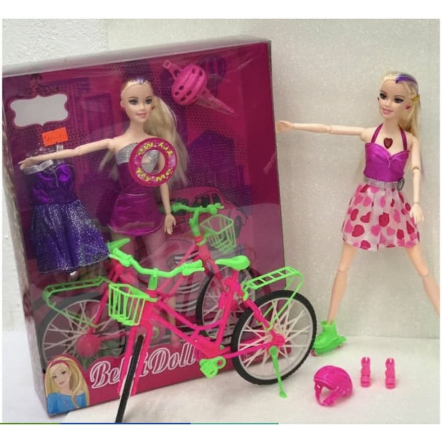 Brinquedo De Boneca Articulada Musical Com Bicicleta E Acessórios, Fanwix