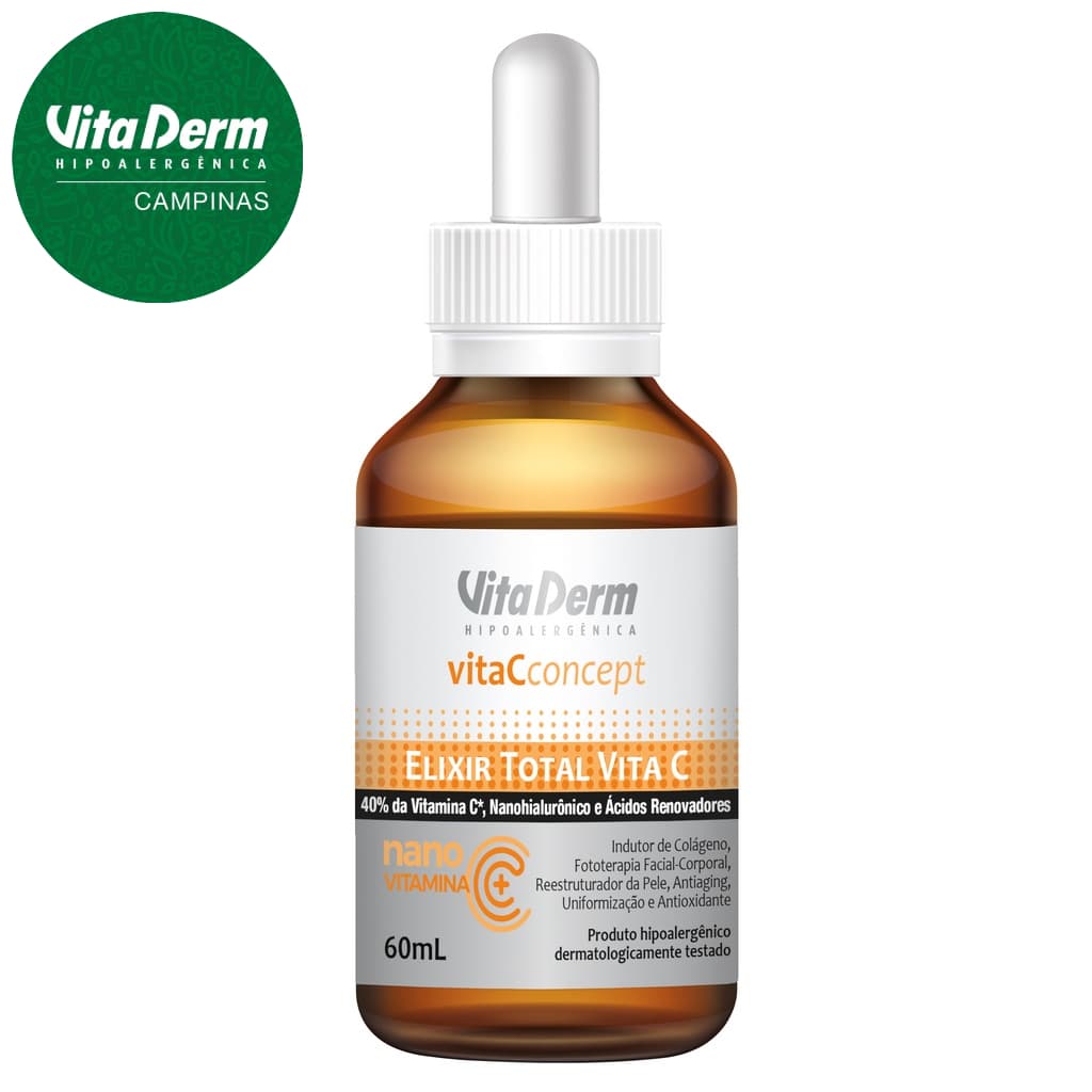 Elixir Facial Vitamina C Total Vita C 60ml Vita Derm - rejuvenescedor e antioxidante