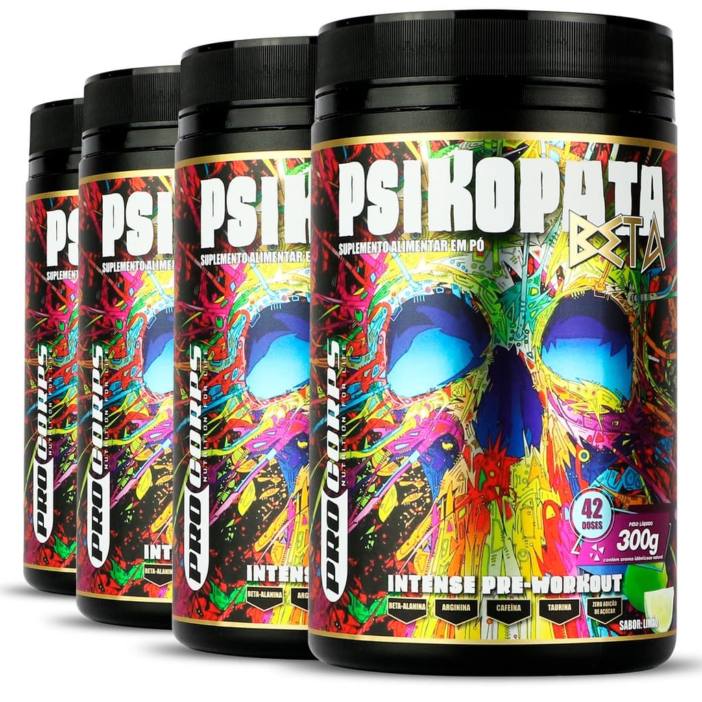 4 Pré treino Psikopata Beta 300g - Pro corps
