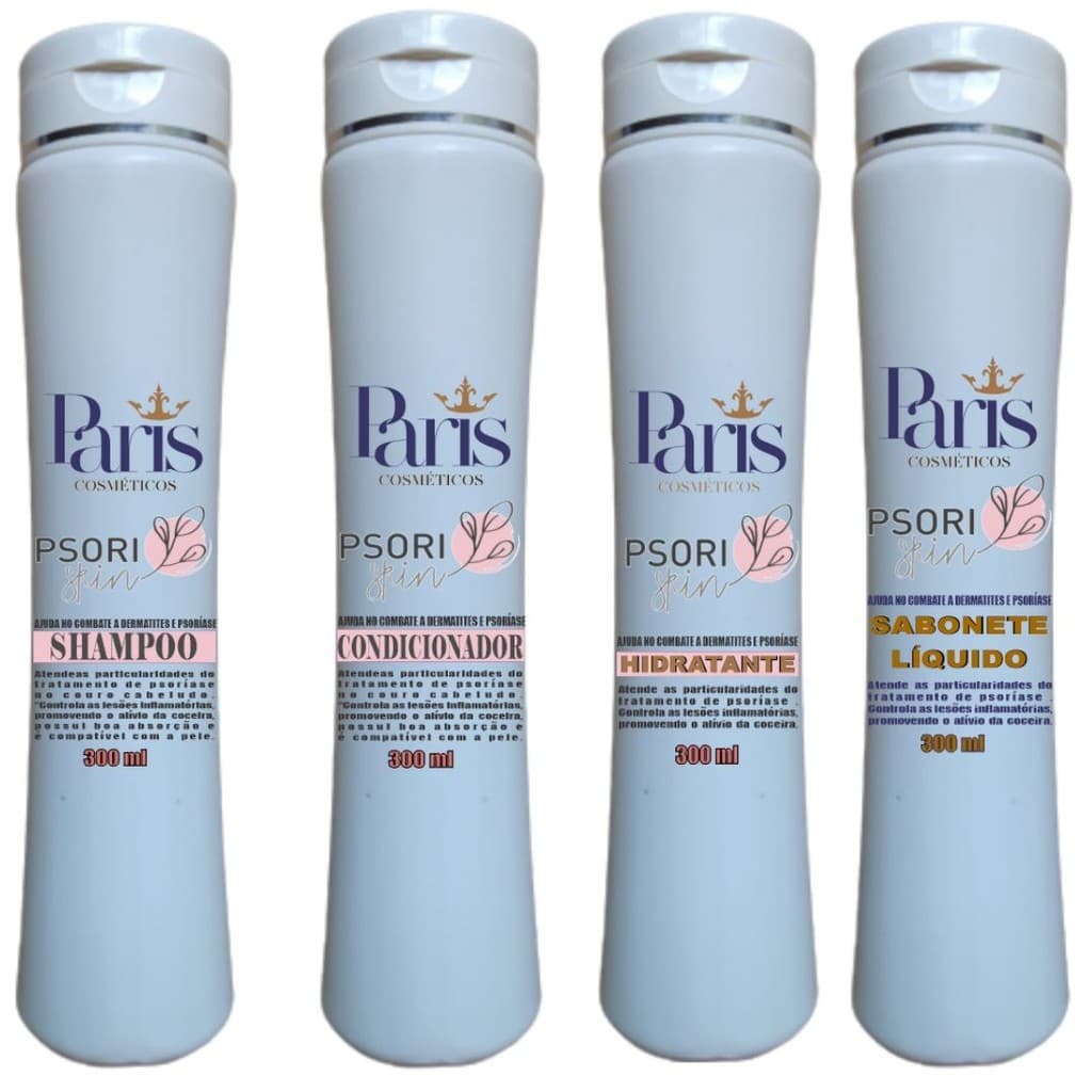 Kit Tratamento Psoríase E Dermatite Shampoo + Condicionador + Sabonete Líquido + Hidratante Corporal Pronta Entrega