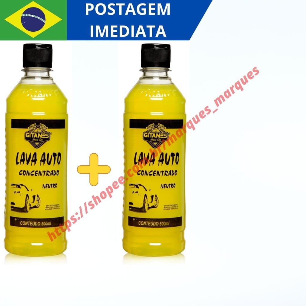 Kit 2 Shampoo Concentrado Automotivo Carro e Moto Gitanes 500ml 2 unidades Lava Auto Carro e Moto