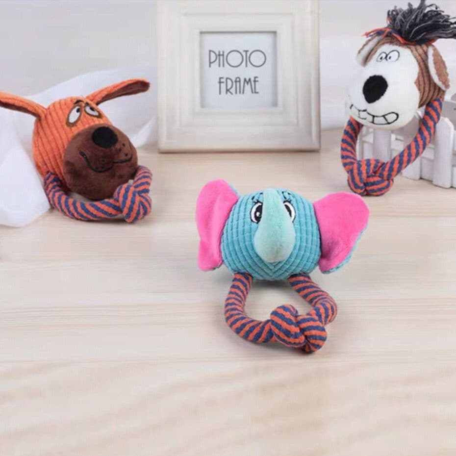 Brinquedo de elefante pelúcia para cachorros macaco pelúcia com apito brinquedo para cão cachorrinhos brinquedo com puxador pets