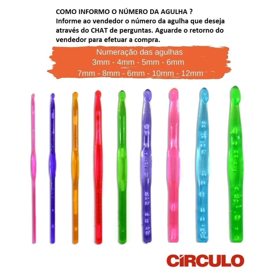 Agulha Para Crochê Acrílico Tricô Malha Barbante - Agulha Crochê Marca Original Círculo