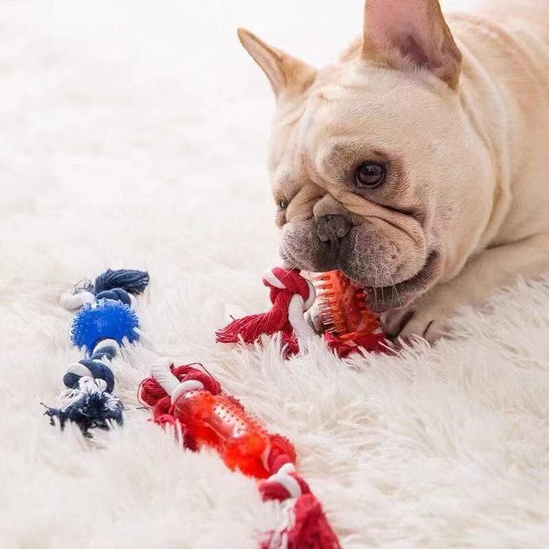 Brinquedo de Cachorro com corda para mordida de cachorro, bola de brinquedo de cachorro com boca limpa
