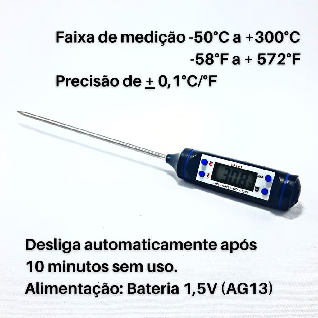 Termômetro Culinário Espeto Profissional Digital para Chocolate Fritura Medidor Temperatura Alimento