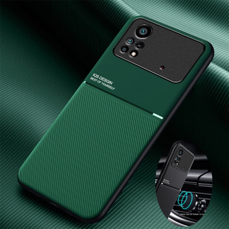 Para Xiaomi Poco X4 Pro 5G Capa Estilo Comercial Suporte Magnético De Carro Traseira De Couro Macio M4 4G 5G