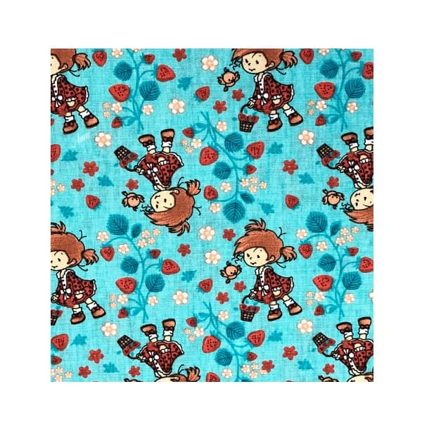 Tecido Tricoline Rotativo Menininha com Flores Fundo Ciano Patchwork MultiUso Estampado Petchwork de Qualidade