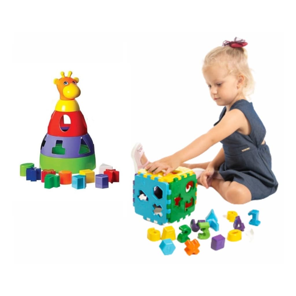 Kit de brinquedos educativo para bebês brinquedos didáticos de encaixe girafa e  cubo didático infantil