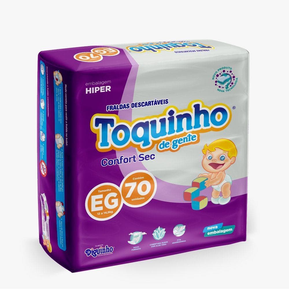 Fralda Descartável Infantil Toquinho de Gente Confort Hiper EG