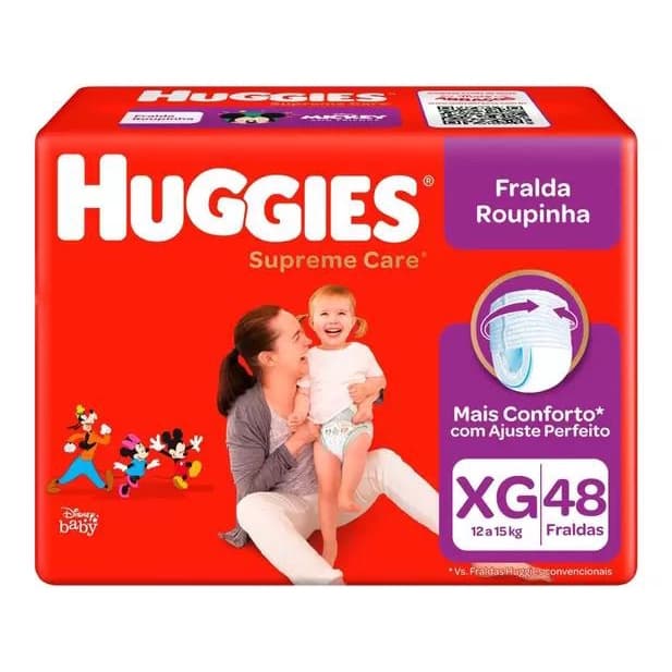 Fralda Huggies Supreme Care Roupinha - Tam. XG 12 a 15kg 48 Unidades