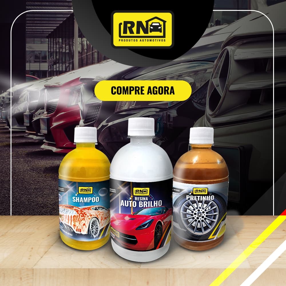 Kit Lavagem Automotiva Carro Moto 1 Shampoo Concentrado 1 Cera Liquida 1 Pneu Pretinho Rn 500ml