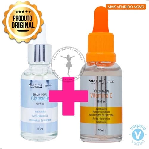 Clareador de Mancha Pele Rosto Anti Rugas / Rejuvenescimento Facial /  Anti Idade / Linhas de Expressão Kit 2 Sérum