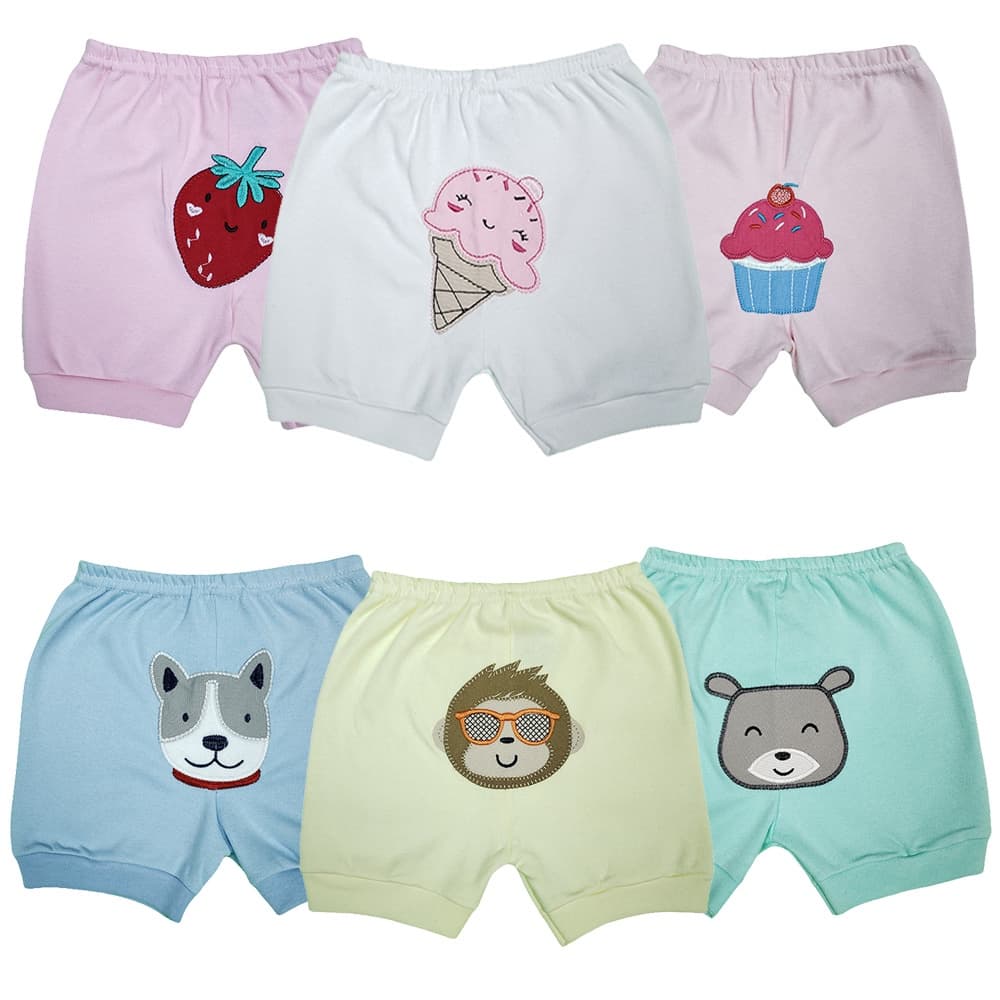 Short De Bebê Bumbum Bordado Com Punho Enxoval Tampa Fralda