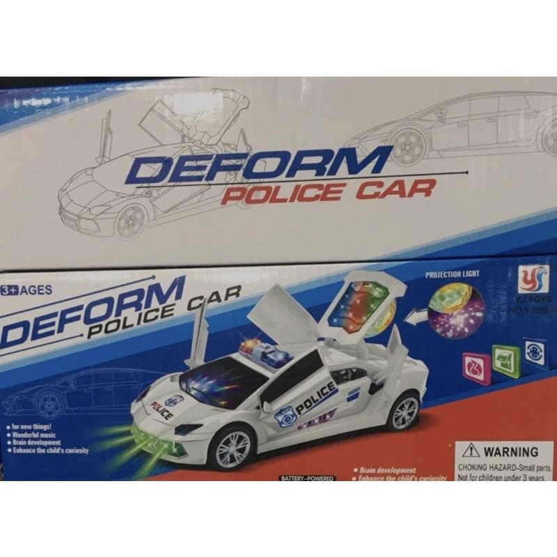 Carrinho de polícia que anda e projeta imagem.(branco)