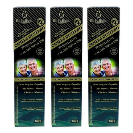 kit com 3 Pomadas Massageadoras Canela De Velho Premium 150g - Bio Instinto