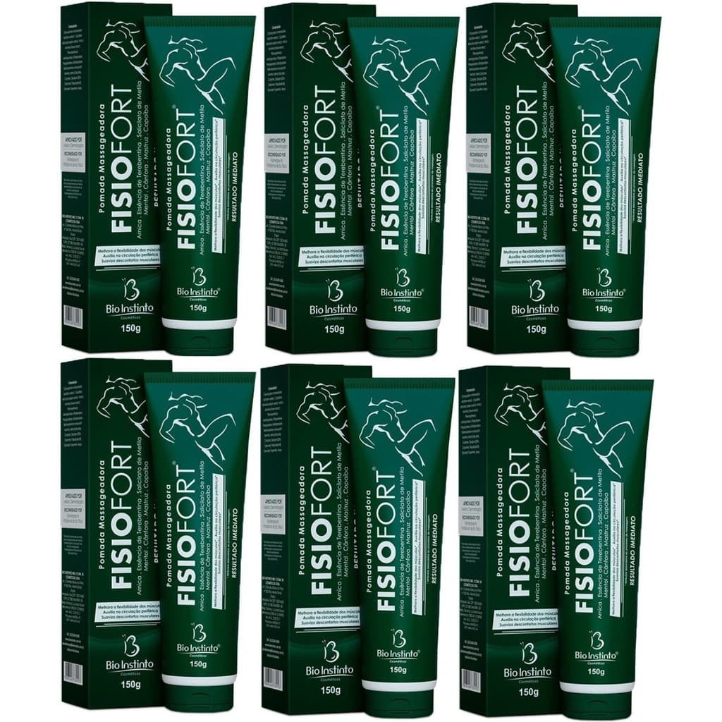 Kit 6 Pomada Massageadora Fisiofort Verde - Bio Instinto