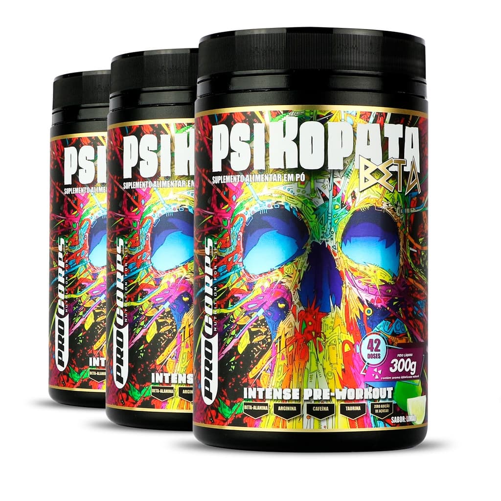 3 Pré treino Psikopata Beta 300g - Pro corps