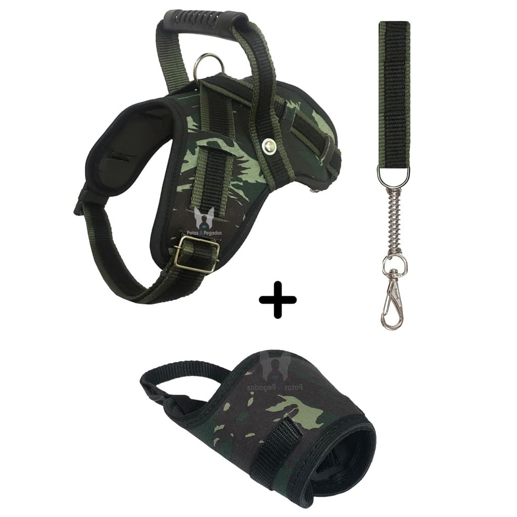 kit peitoral guia focinheira cachorro