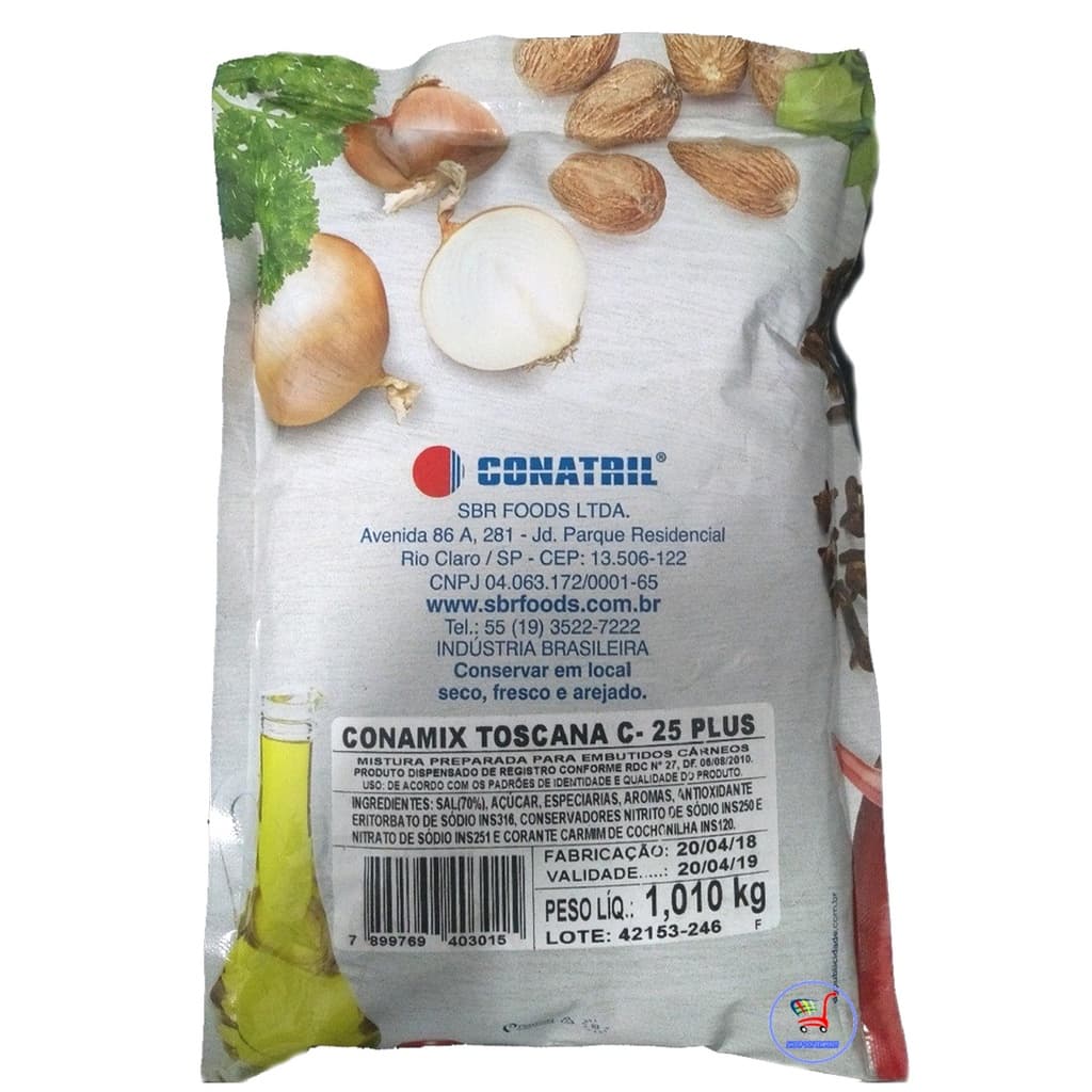 Tempero Para Linguiça Conamix Toscana Condimento C-25 Plus Completo 1 Kg P/30 Kgs De Massa