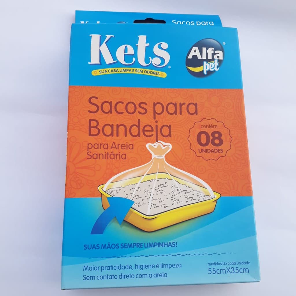sacos  para bandeja contem 8 unidades para areia sanitaria..medidas de cada unidade 55cm x 35cm.