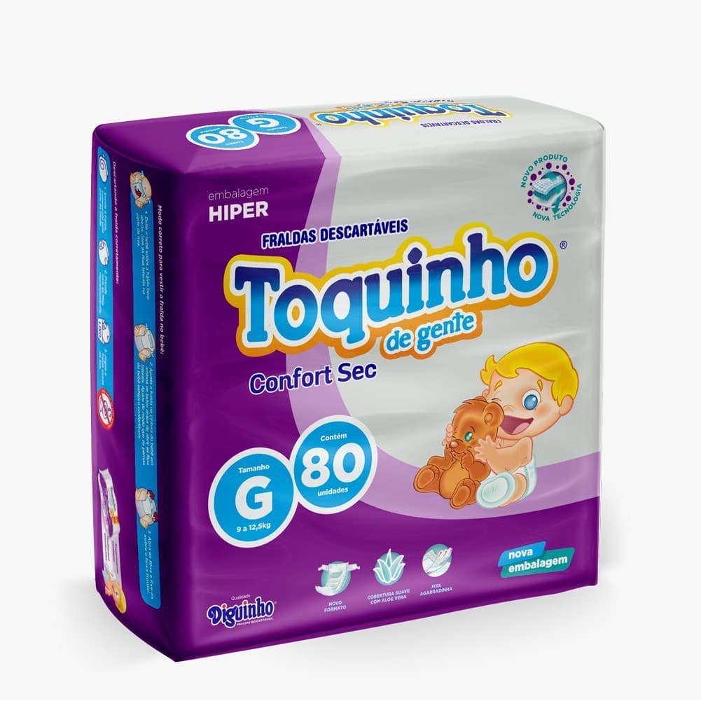 Fralda Descartável Infantil Toquinho de Gente Confort  Hiper G