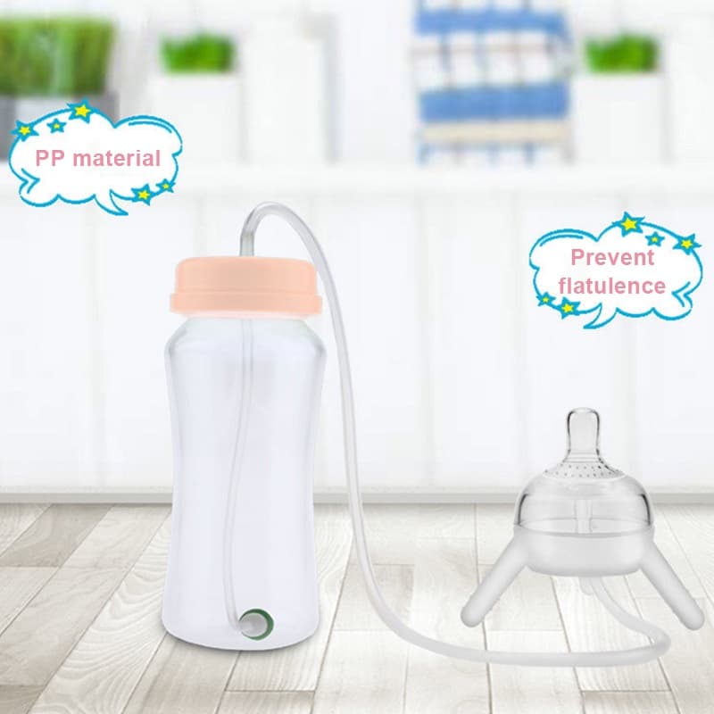 (goodshop1 )Orit- Mamadeira  Infantil / Sem As Mãos Com Canudo Longo / Acessório Portátil Simulação De 300ml