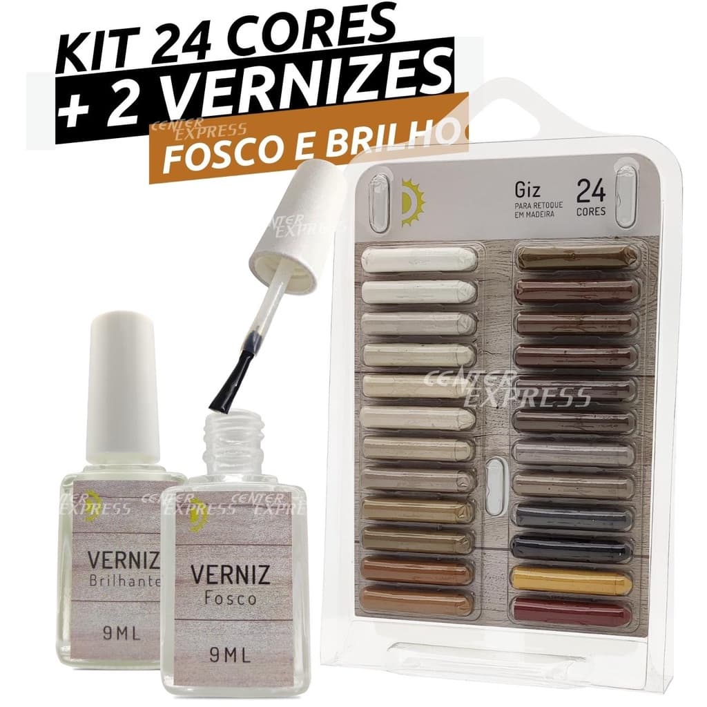 Kit Completo Para Correção De Riscos Em Piso Laminado E Móveis Mdf Mdp + Vernizes De Acabamento