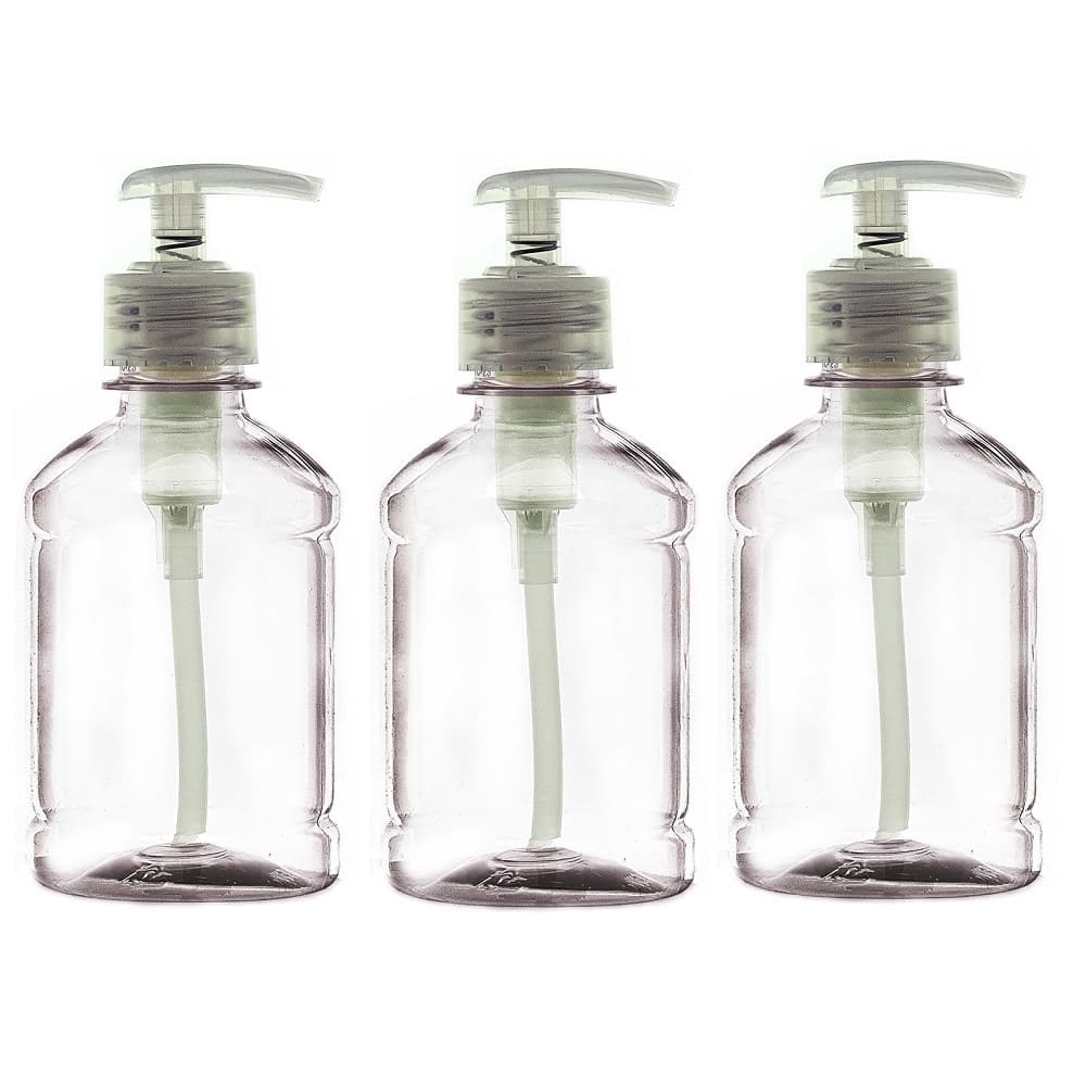 Kit 3 Frascos Plástico Pet 500ml Com Válvula Dosadora Pump Hidratante Shampoo Porta Sabonete Líquido