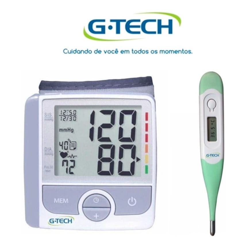 Aparelho Medidor De Pressão Digital Pulso + Termometro Gtech