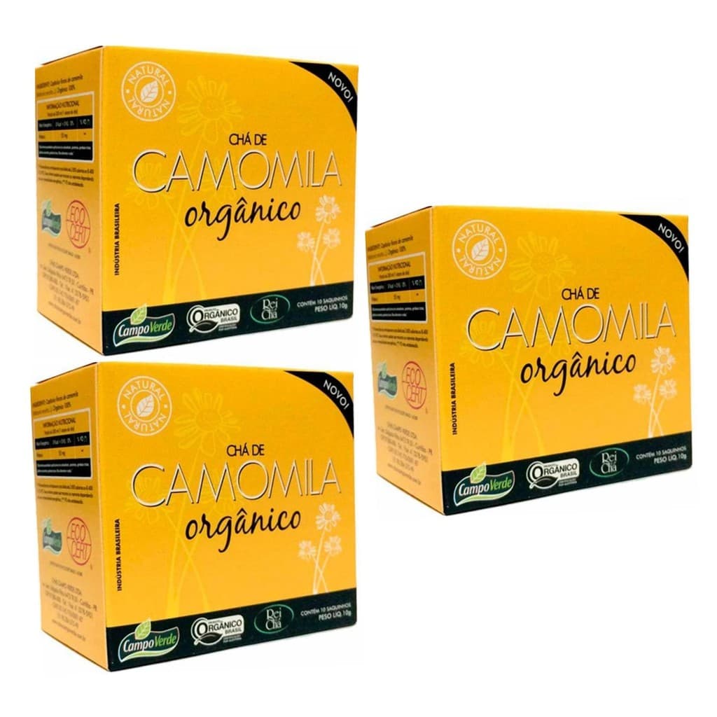 Kit 3cx Chá de Camomila Orgânico sachês 30g - Campo Verde