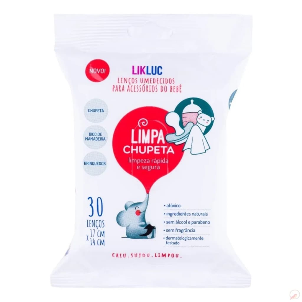 Limpa Chupeta Bico Lenços Higienizadores umedecido Likluc Portátil Sem Enxágue Prático Premium