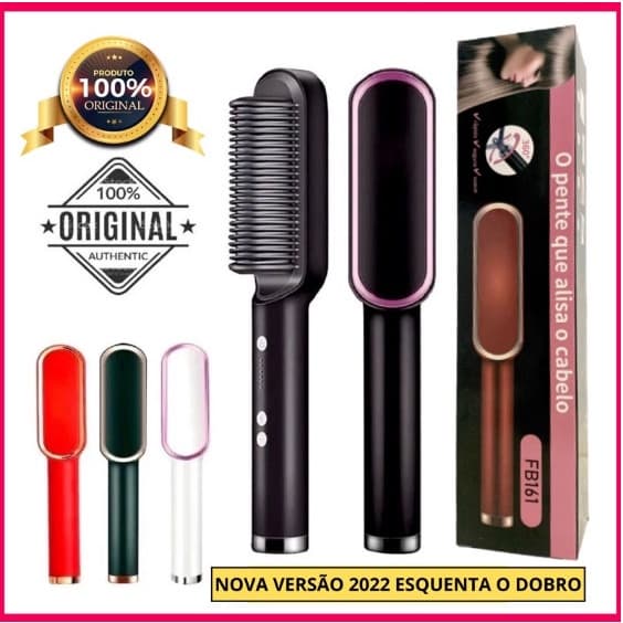 Escova elétrica alisadora profissional de cerâmica para cabelo liso pente e escova alisadora 3 em 1, Alisador, Secador e Modelador, Chapinha