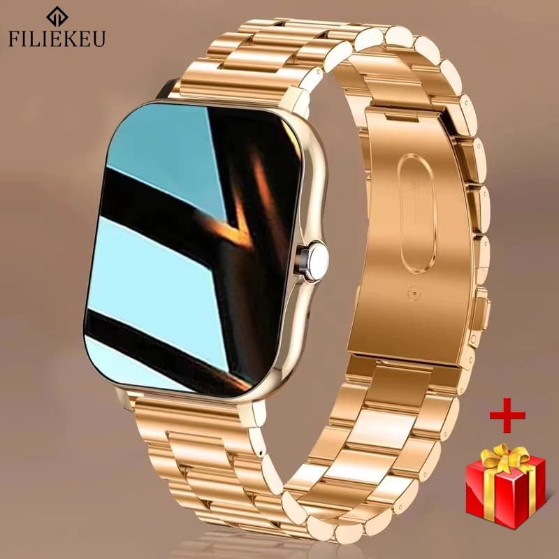 FILIEKEU relógio inteligente chamada bluetooth pulseira de fitness esportiva cinto de aço relógio smartwatch Para Android IOS