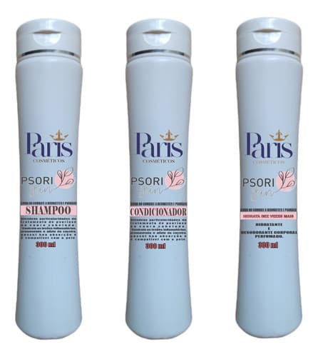 Kit Shampoo Condicionador E Hidratante P/combate À Psoríase - Capim Limão - Frascos de 300 ml cada
